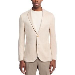 Maurizio Baldassari Mens Herringbone Jersey Soft Jacket 44R Beige IT54 NWT $1595